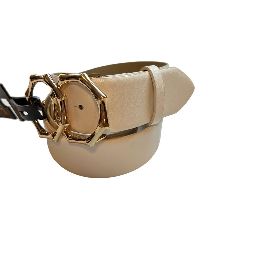 INC‎ International Concepts Belt Small White Double-Circle Bamboo Buckle New